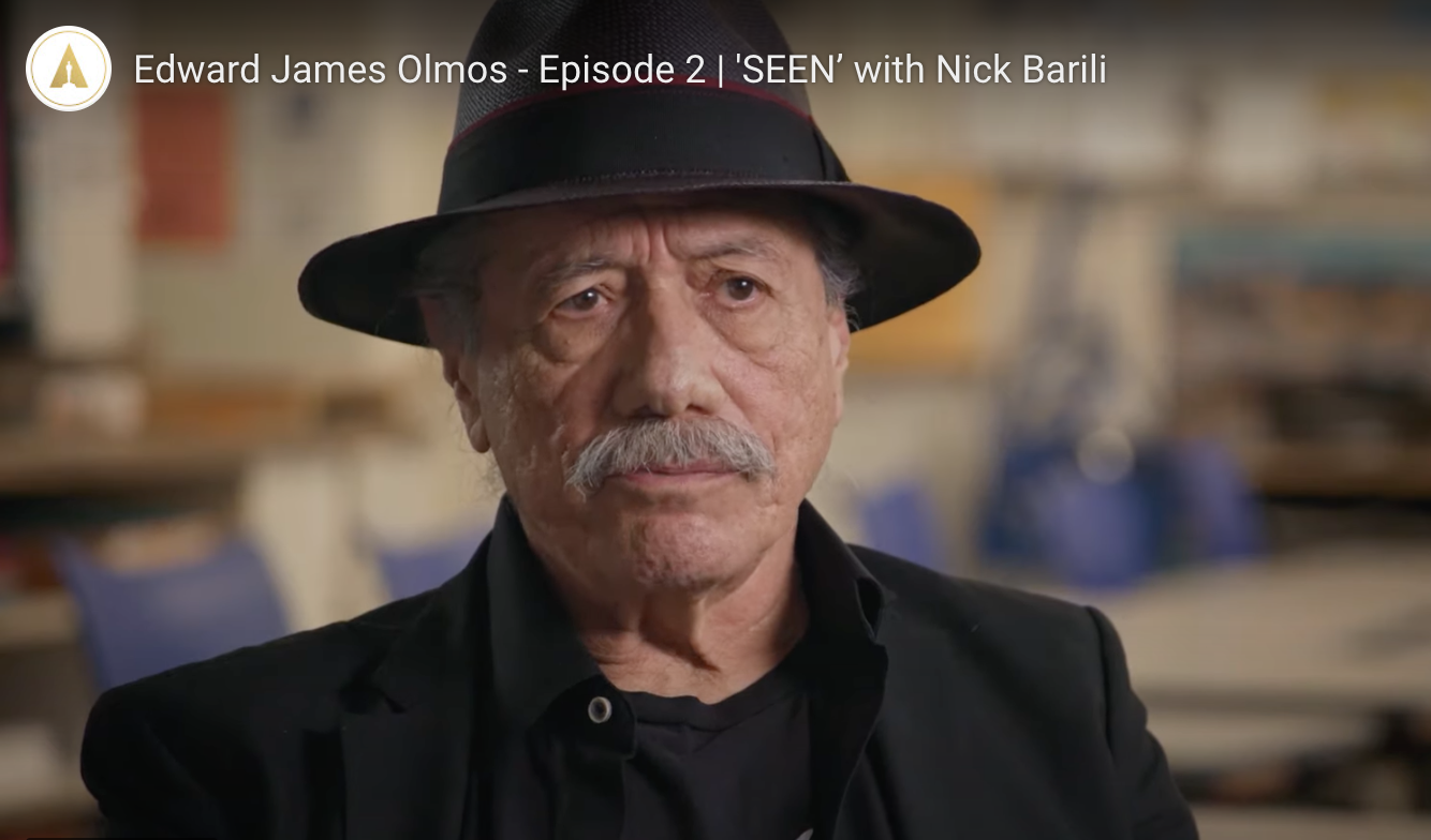 Edward James Olmos. Screenshot: The Academy Awards.