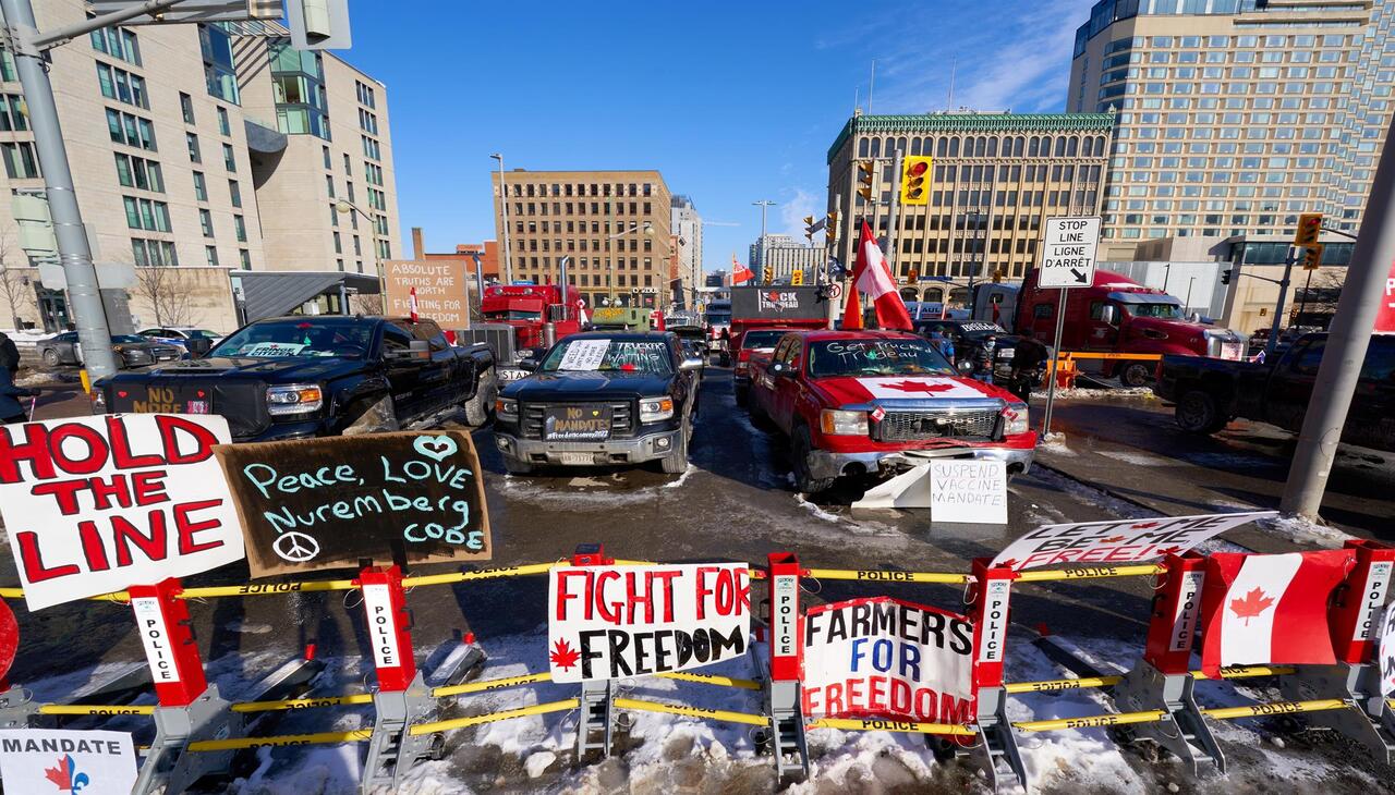 Truckers protest in Canada.