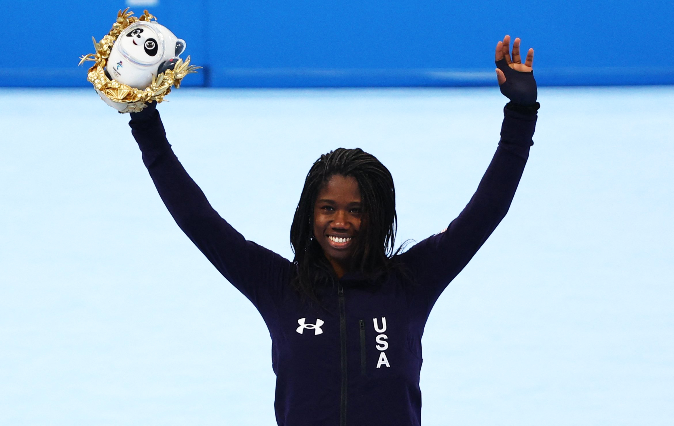 Erin Jackson has become the first Black woman to win gold in speed skating at the Olympics. Photo credit: Fabrizio Bensch / Reuters