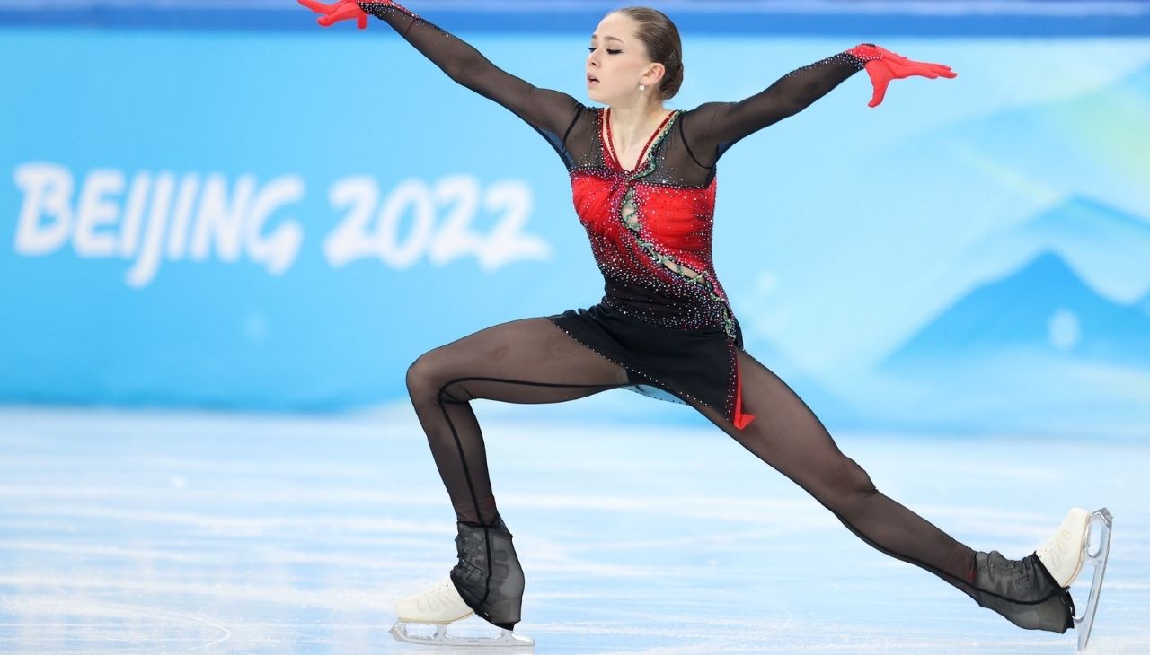 Kamila Valieva made history in the figure skating event with her quadruple jump. Photo: Olympics