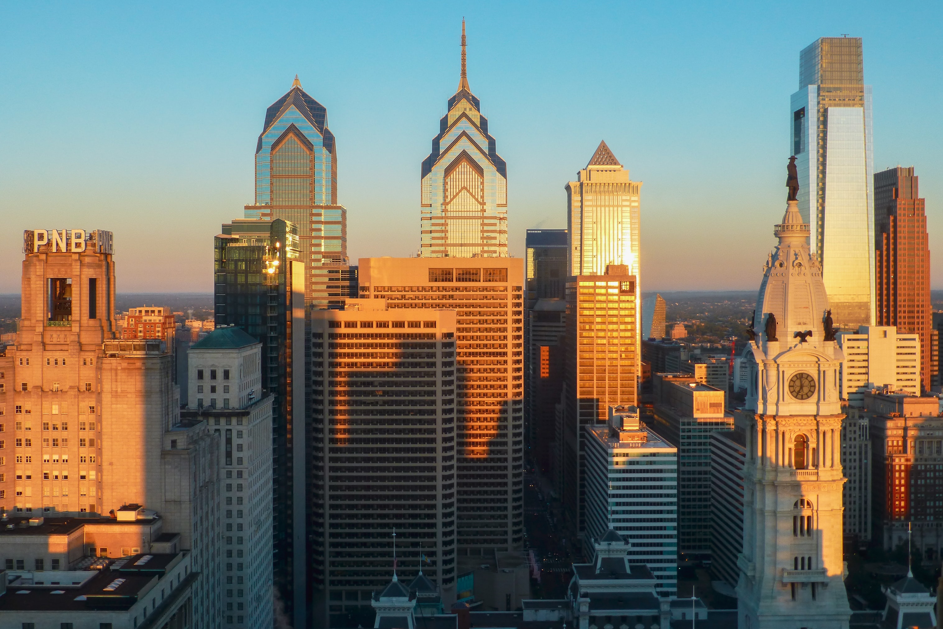 Sunrise over the skyline of central Philadelphia. Photo Credit: Unsplash.