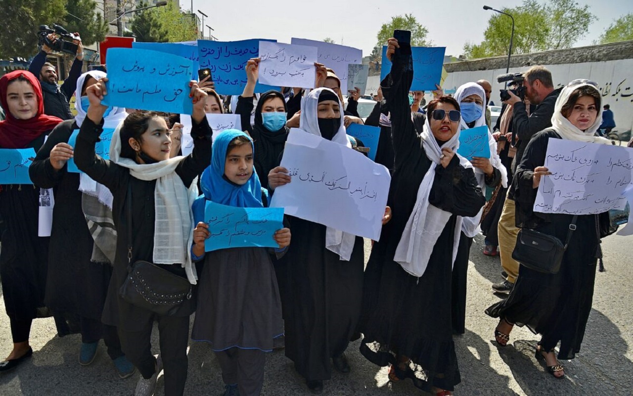 Women protesting for their rights in Afghanistan