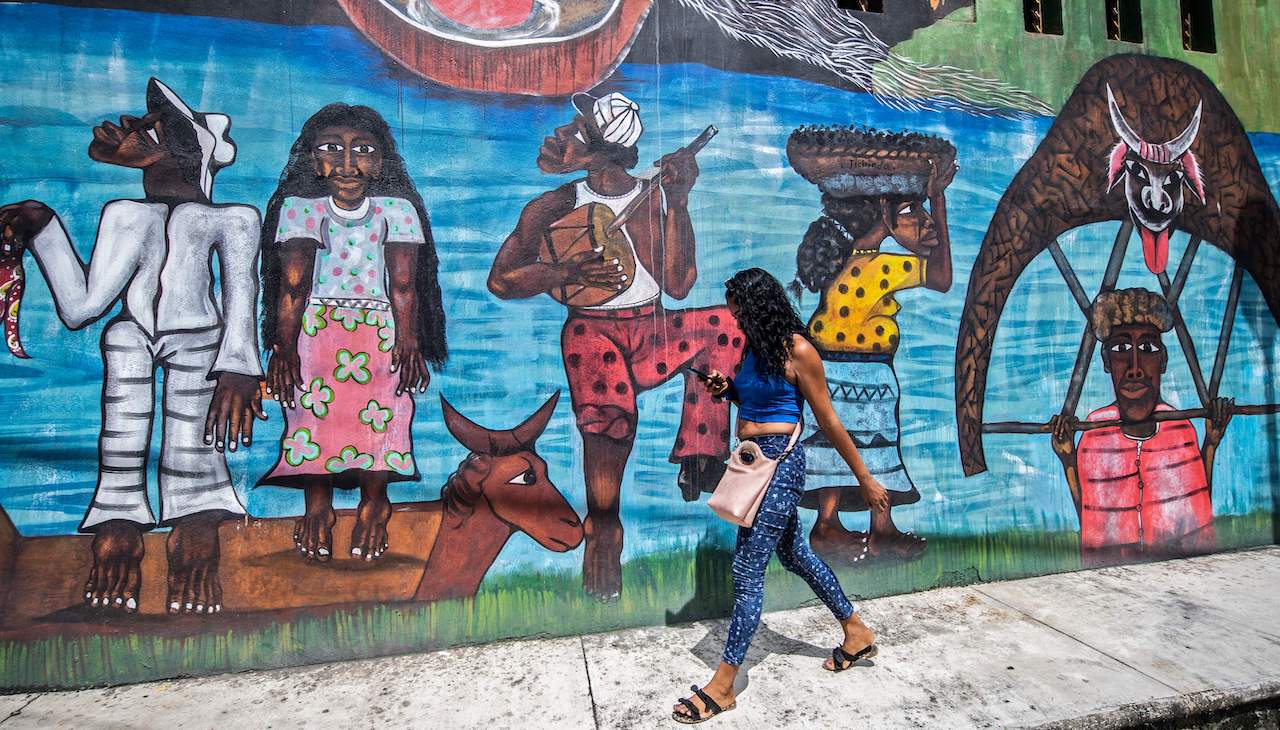 Outside an Afro-Mexican museum in Cuajinicuilapa, Guerrero state, Mexico. Photo: Pedro Pardo/AFP via Getty Images.