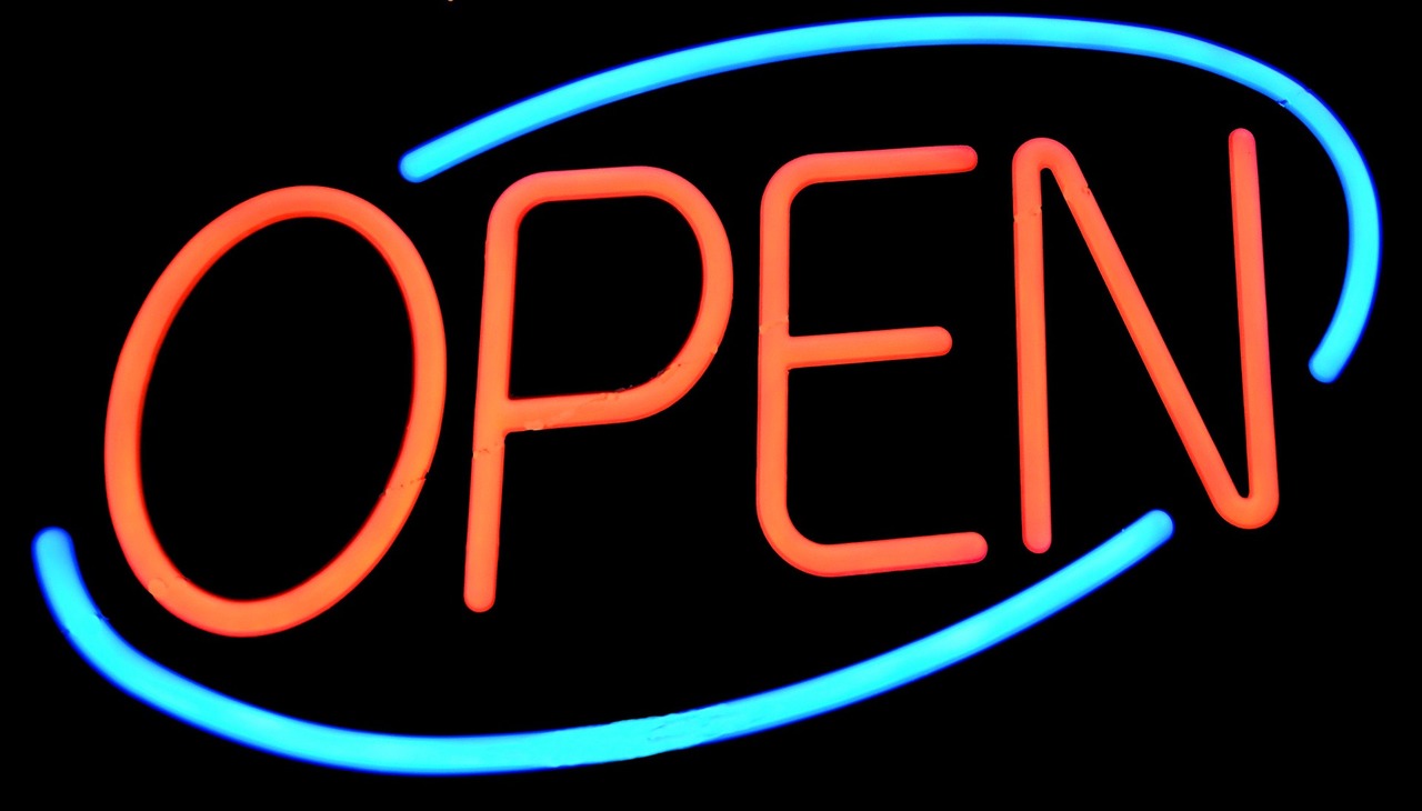 Open neon sign.