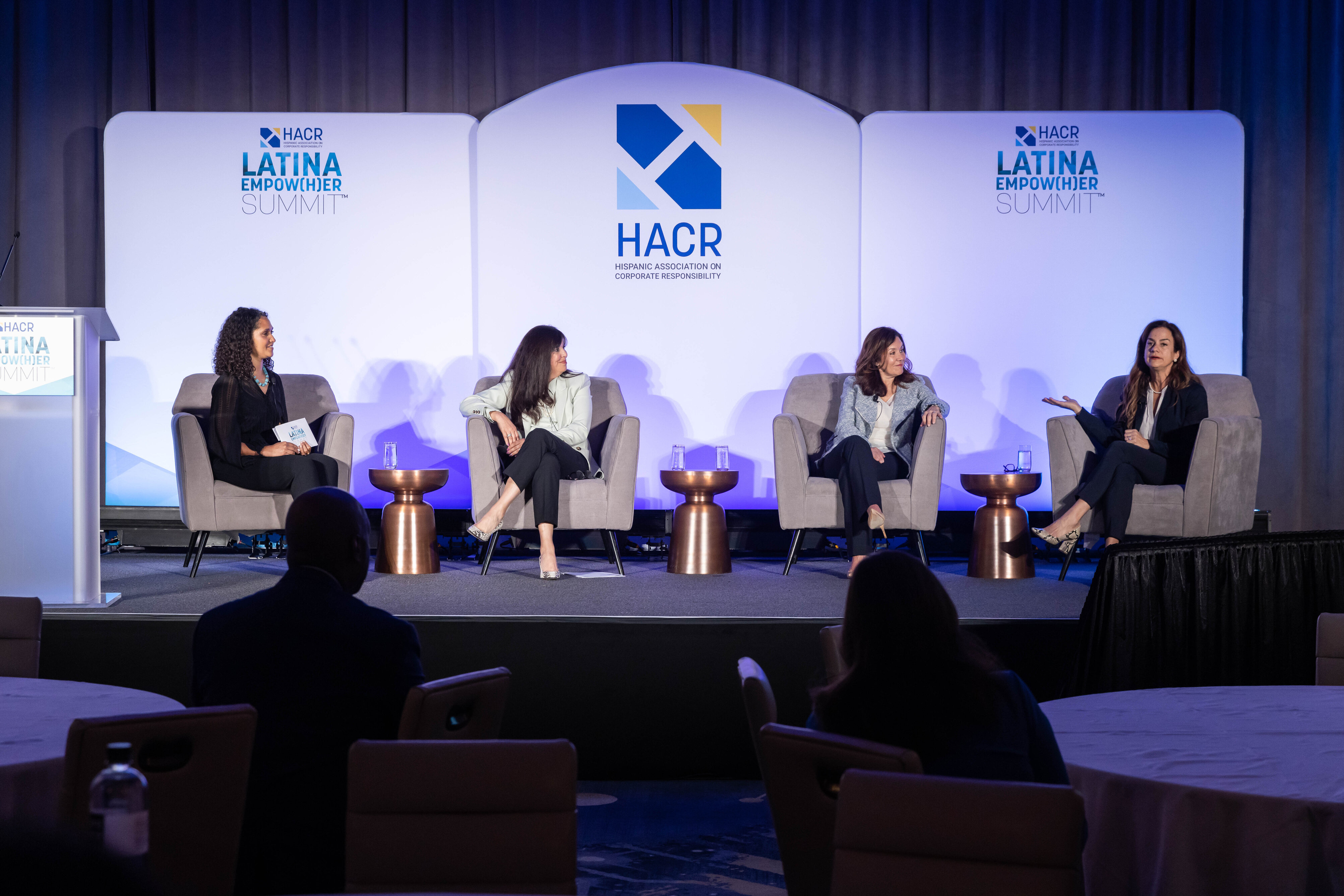 From left to right: Sylvia Pérez Cash, HACR’s Senior Vice President of Operations; Gloria Bailey, Market Executive of Central Florida and Lakeland at Bank of America; Alba Castillo Baylin, Stakeholder & Community Management at The Coca-Cola Company; and Ileana Musa, Head of International Banking and Lending at Morgan Stanley. Photo Courtesy of Cortni Shelton.