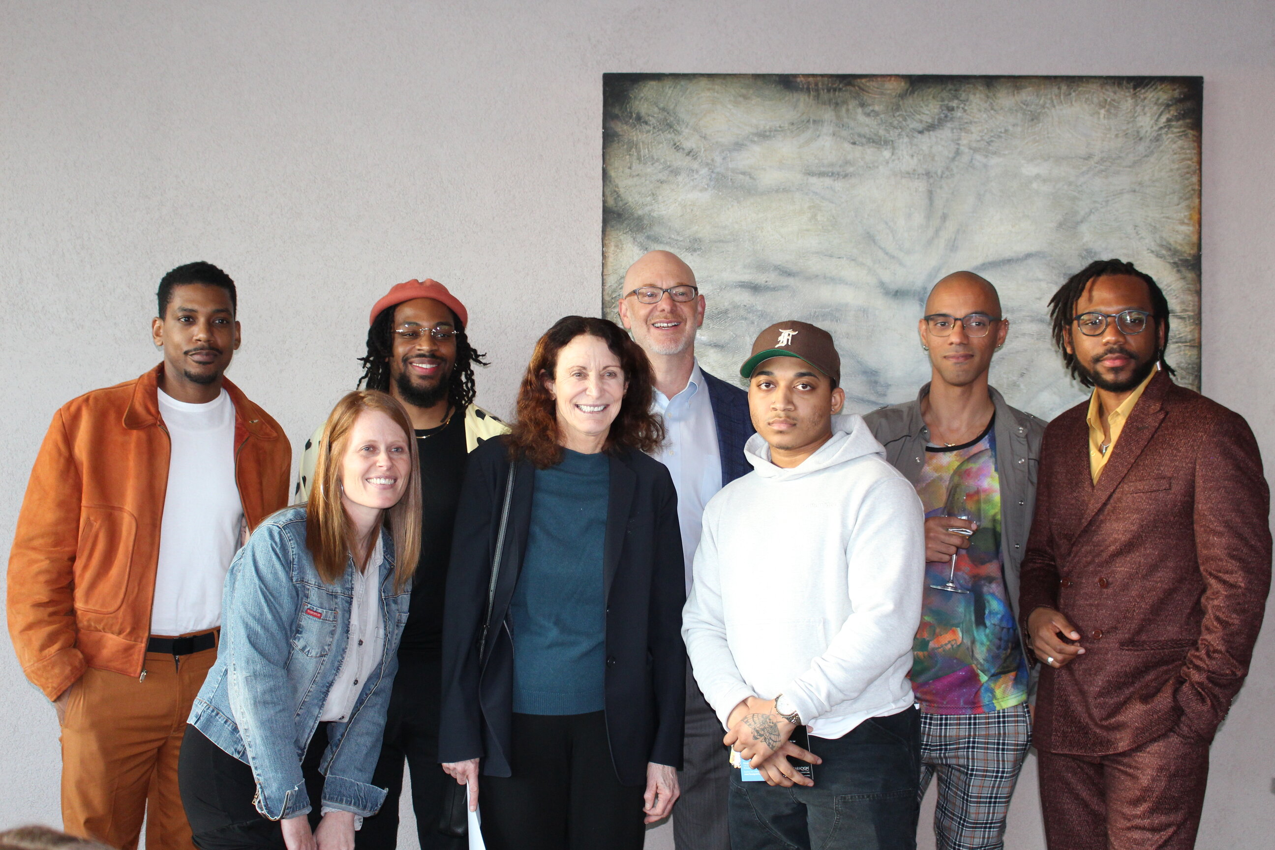 The latest cohort of the Mural Arts Fellowship for Black Artists with Mural Arts Philadelphia and the Fitler Club. Photo: Emily Leopard-Davis/AL DÍA News. 