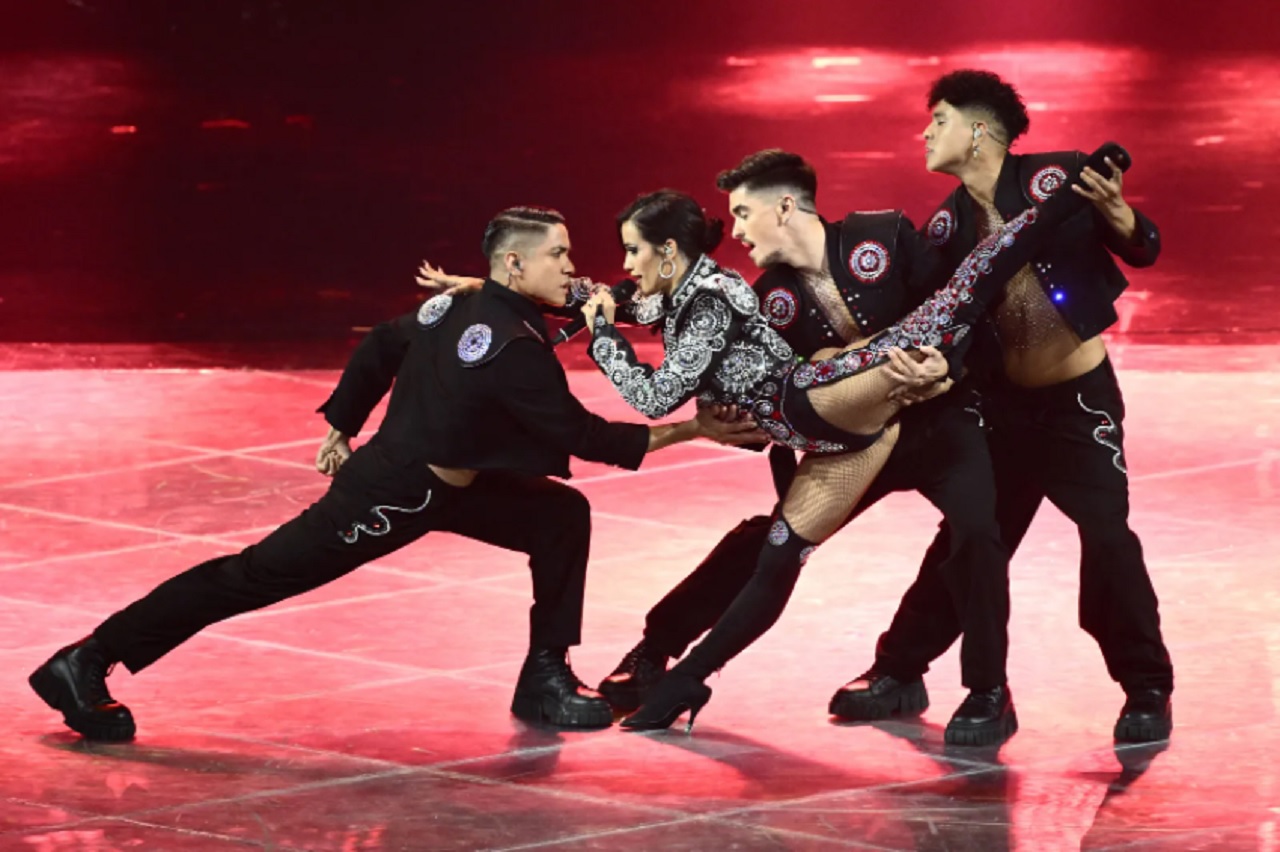 Chanel Terrero and her dancers during the Eurivison gala in Turin