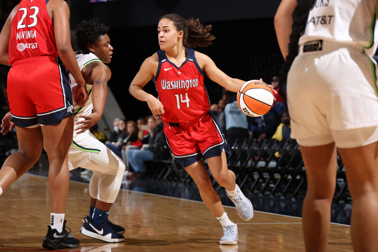 Katie Benzan made history earlier this season, becoming the first player of Dominican descent to play in a WNBA game. Photo Credit: Joshua Huston/NBAE via Getty Images. 