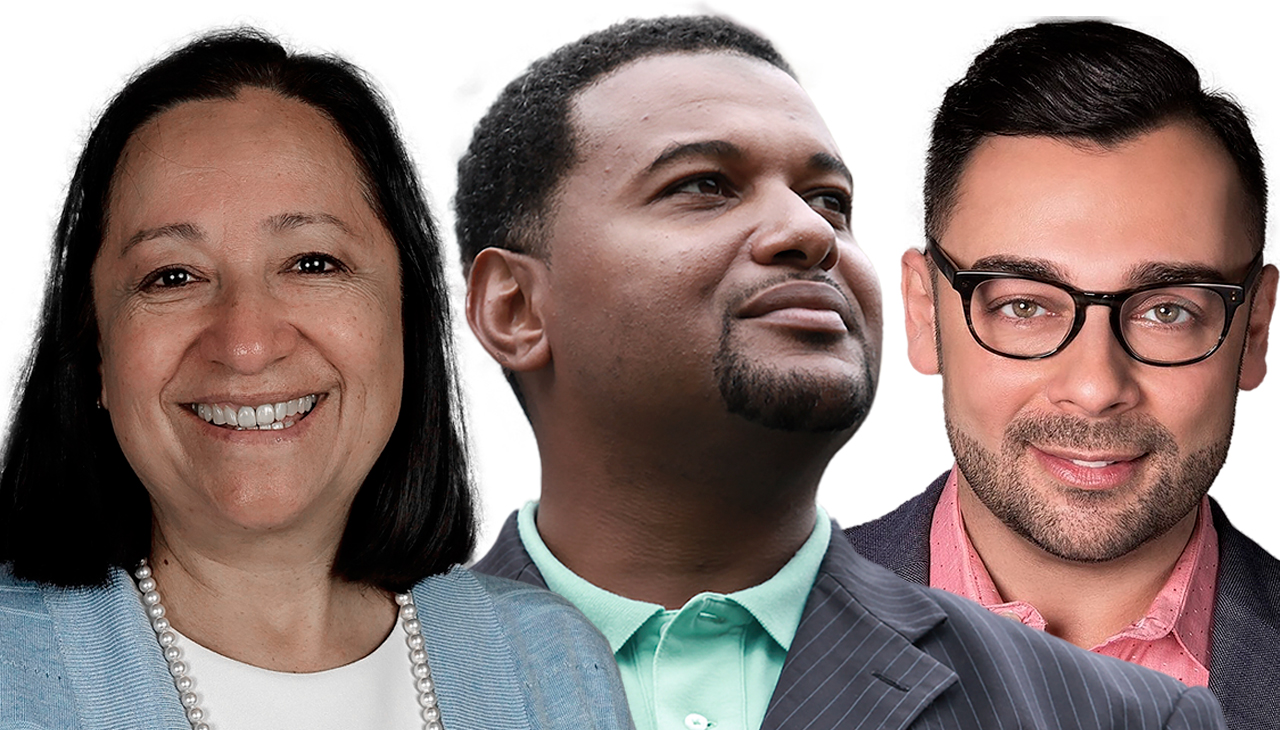 Luz Corcuera, Nathaniel Smith, and Edgar Villanueva are three of the Neighborhood Builders: Racial Equality Award winners. Photos courtesy of UnidosNow, Partnership for Southern Equity, and Decolonizing Wealth Project