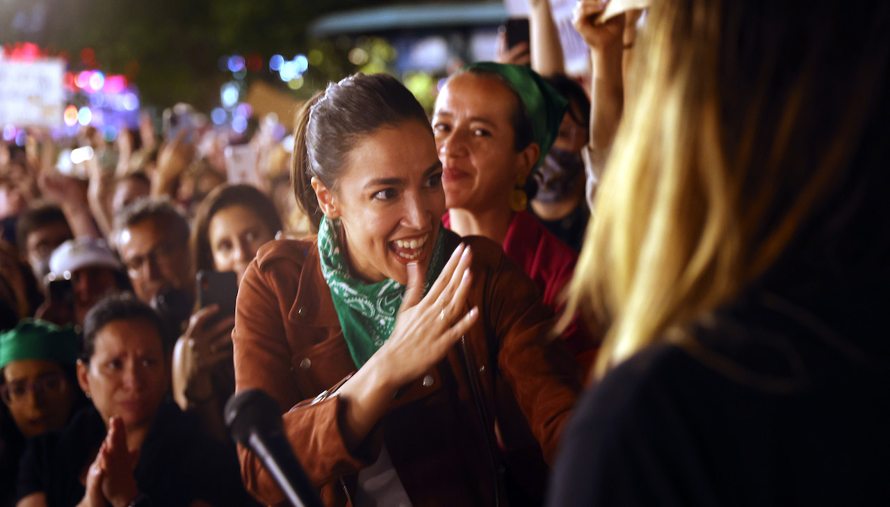 Rep. Alexandria Ocasio-Cortez at an abortion rights protest in Manhattan on June 24. Photo: Spencer Platt/Getty Images