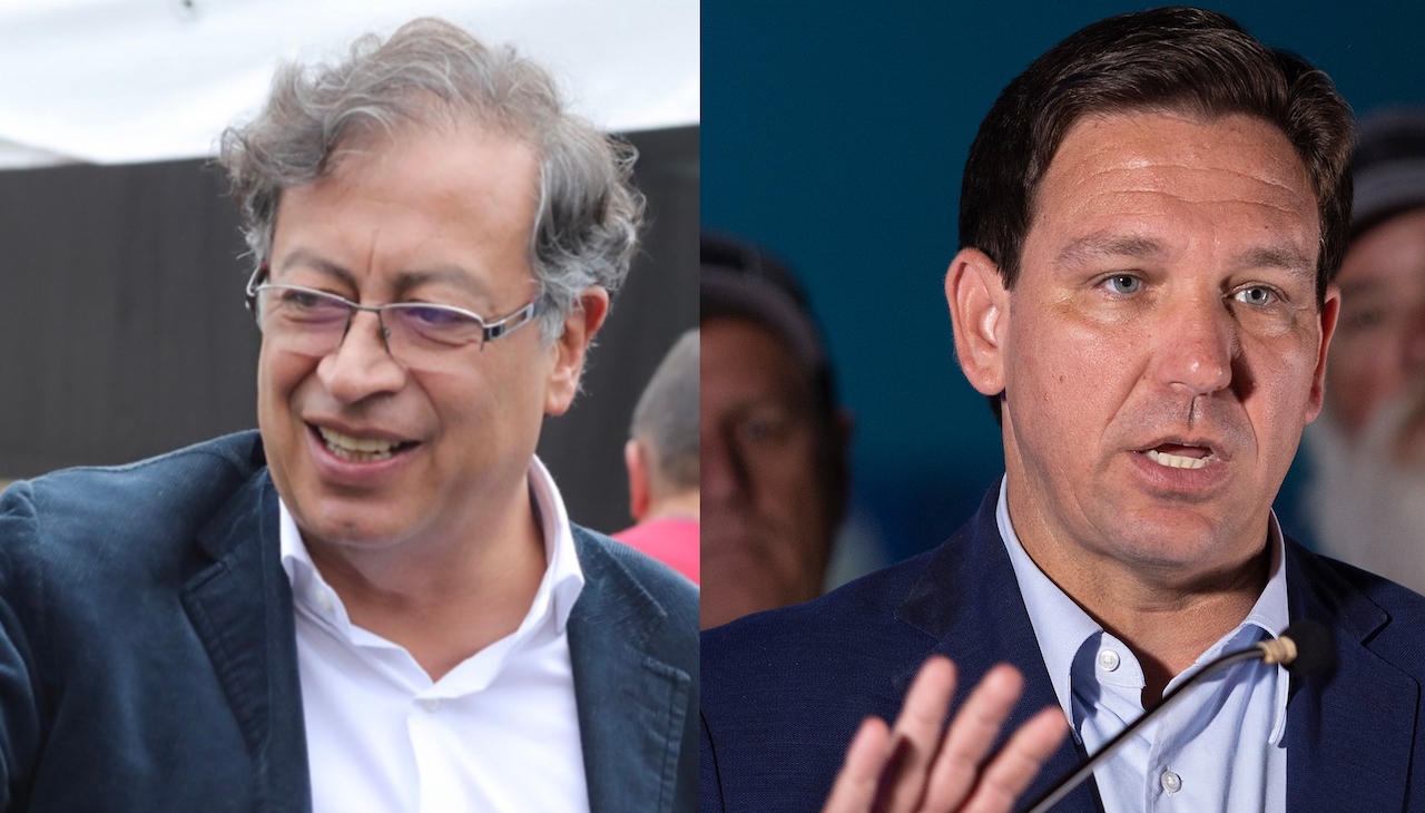 Colombia's new president Gustavo Petro (left), Florida Governor Ron DeSantis (right). Photos: Alexa Rochi/AL DÍA News (right), Getty Images (left), 