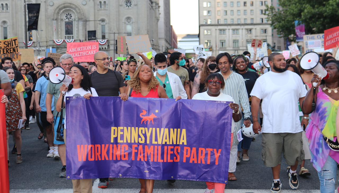 Philly elected officials were joined by thousands in a march on the night of the day Roe v. Wade was overturned by the U.S. Supreme Court. Photo: Nigel Thompson/AL DIA News.