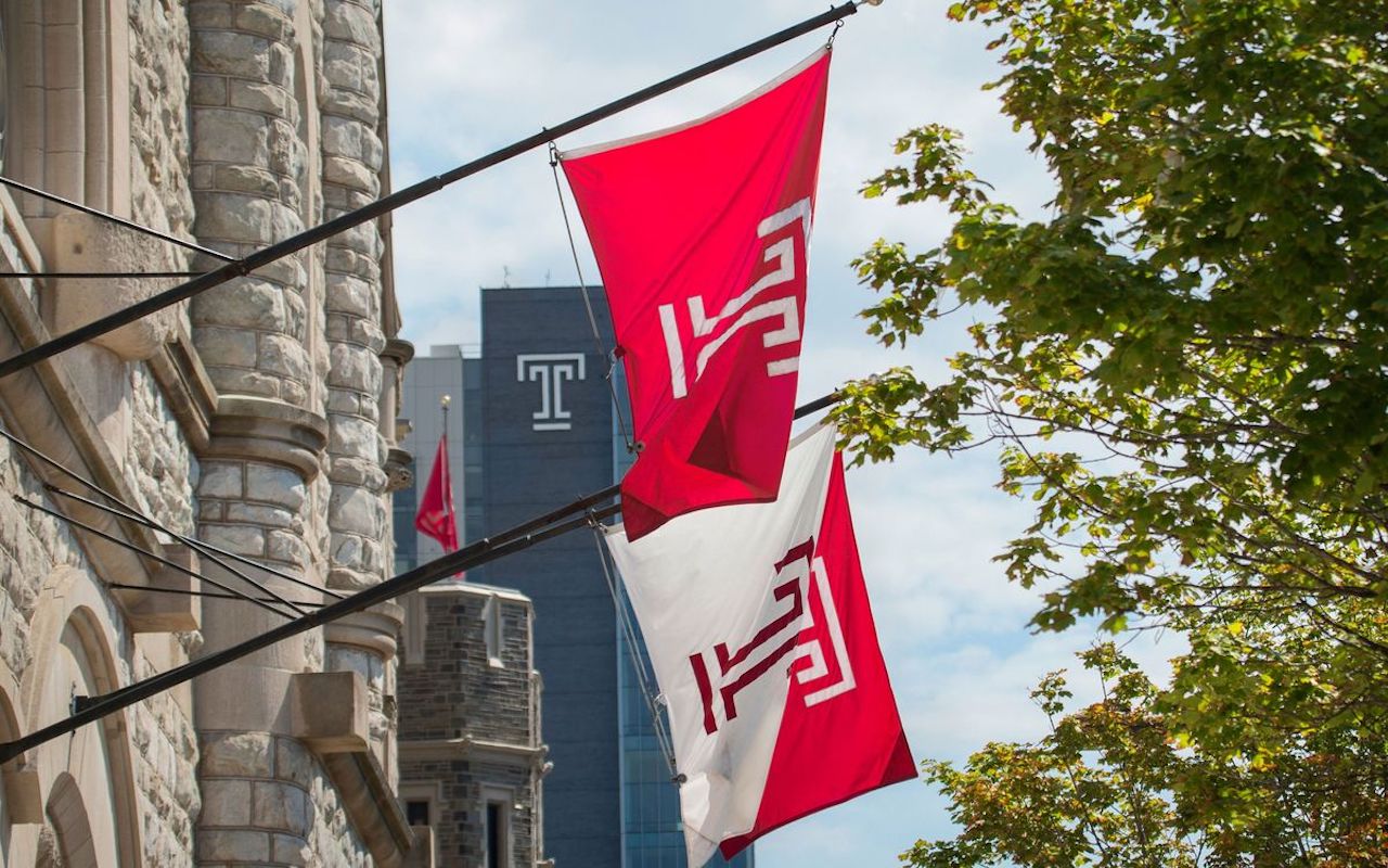 Temple University flags. 