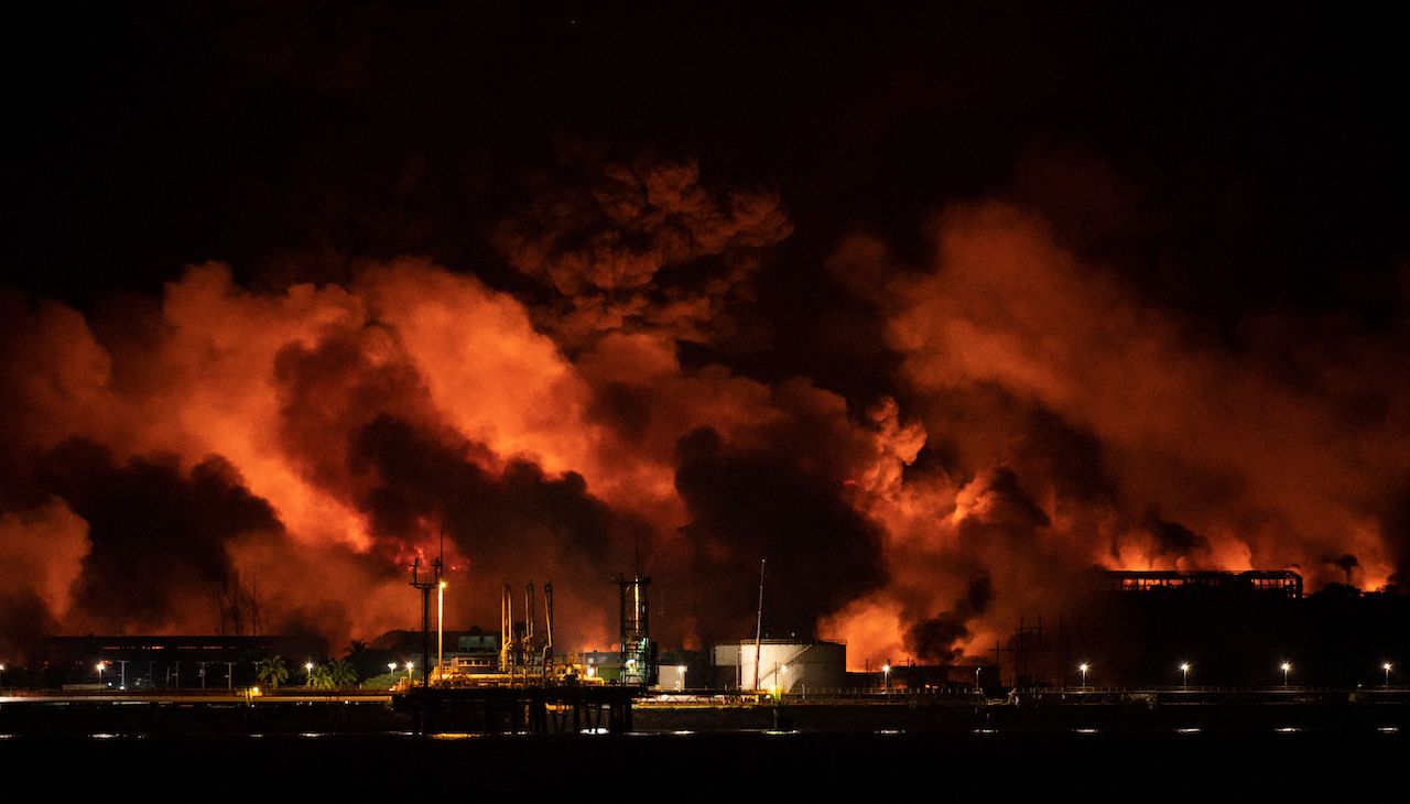 Scenes of the industrial fire in Cuba.