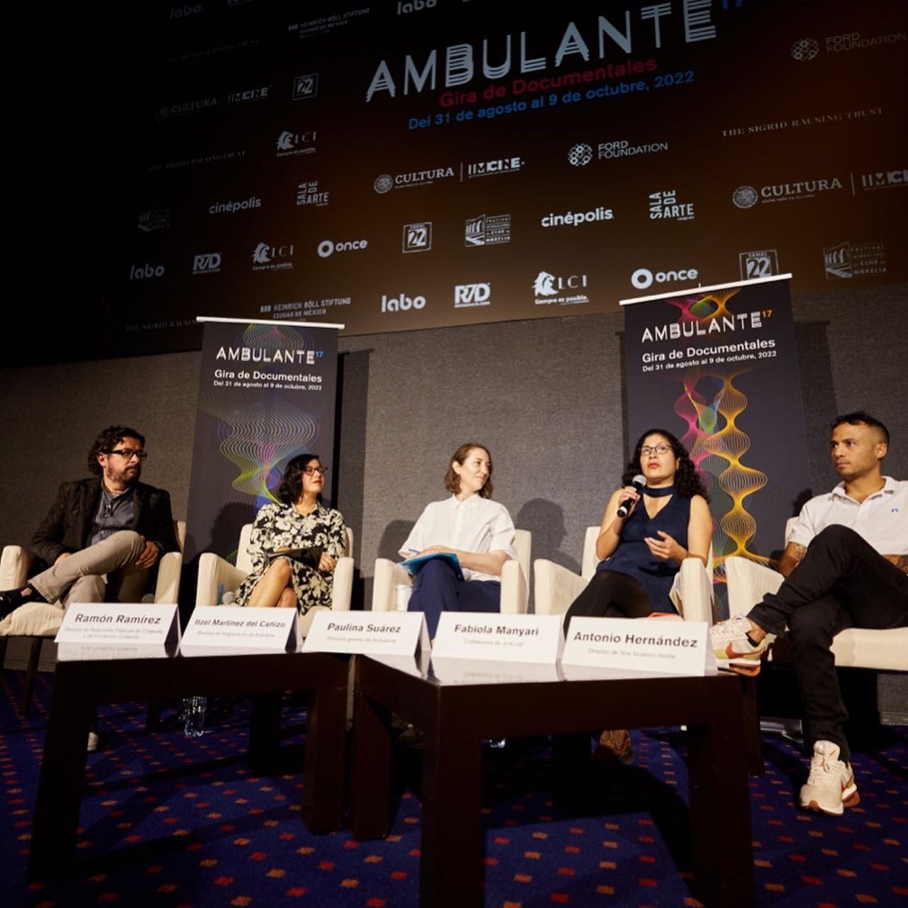 Conferencia de prensa inaugural de 'Ambulante 2022'. Twitter de Ambulante.