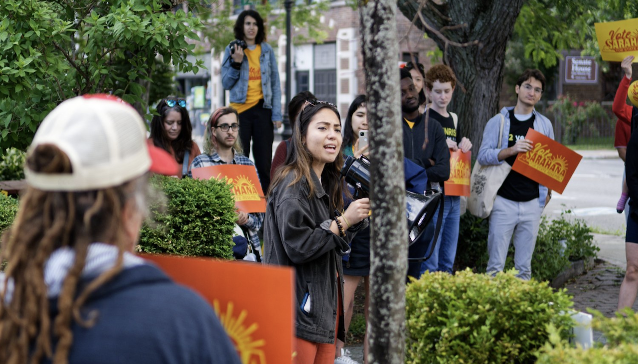 Pictured: NY 59 State Senate nominee for the general election, Kristen González at a rally