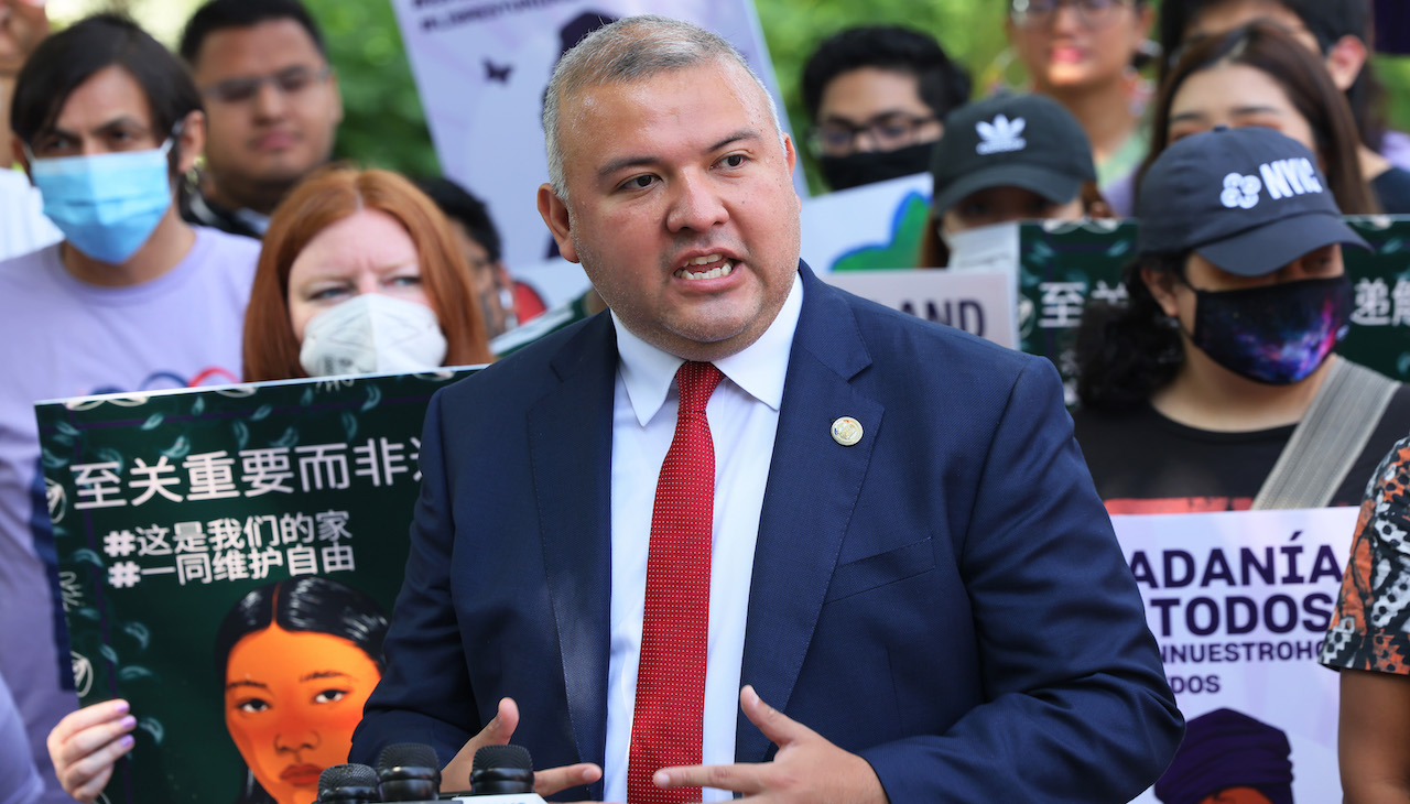 Pictured: NYC Commissioner of the Office of Immigrant Affairs, Manuel Castro gives a speech.