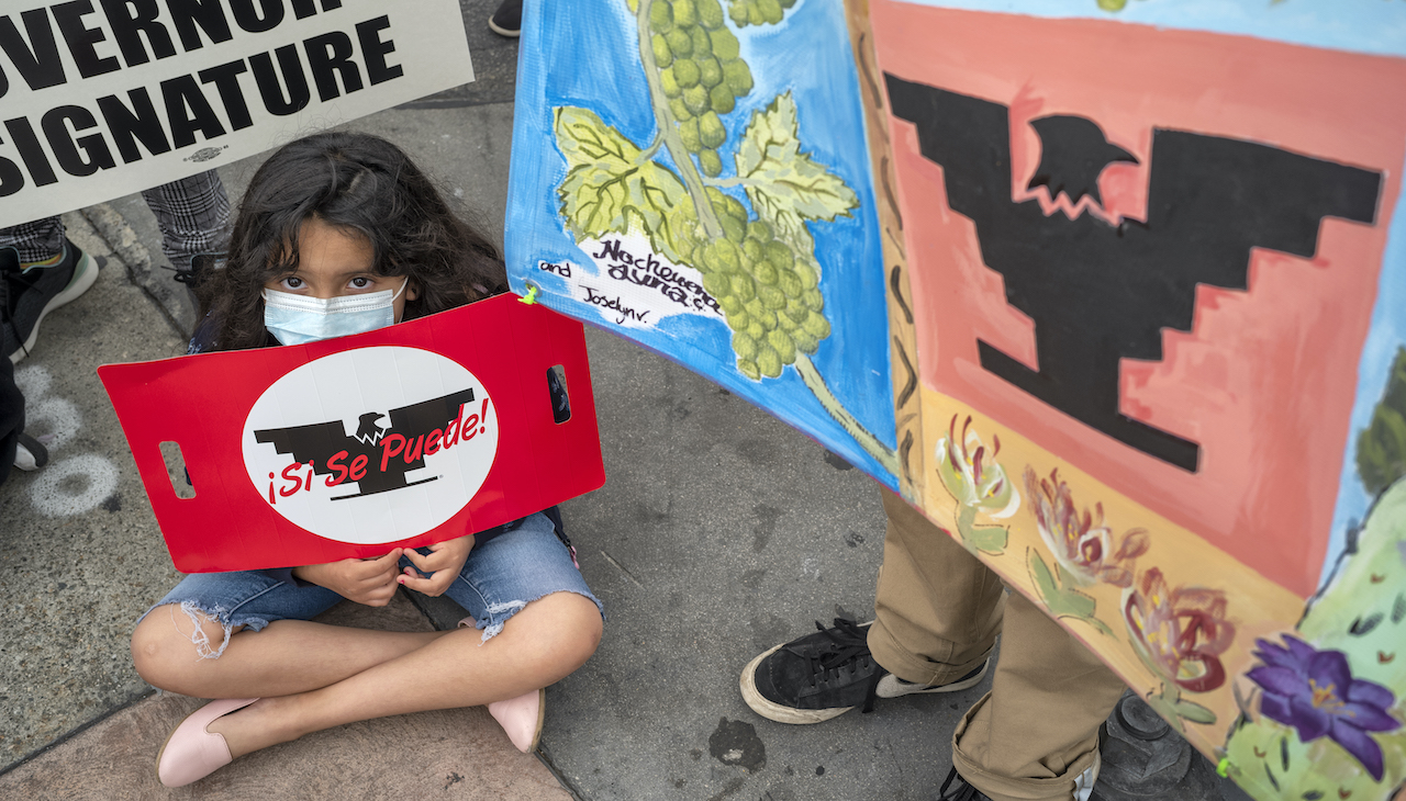 UFW is marching for voting rights as they pressure Gov. Newsom to sign new bill. 