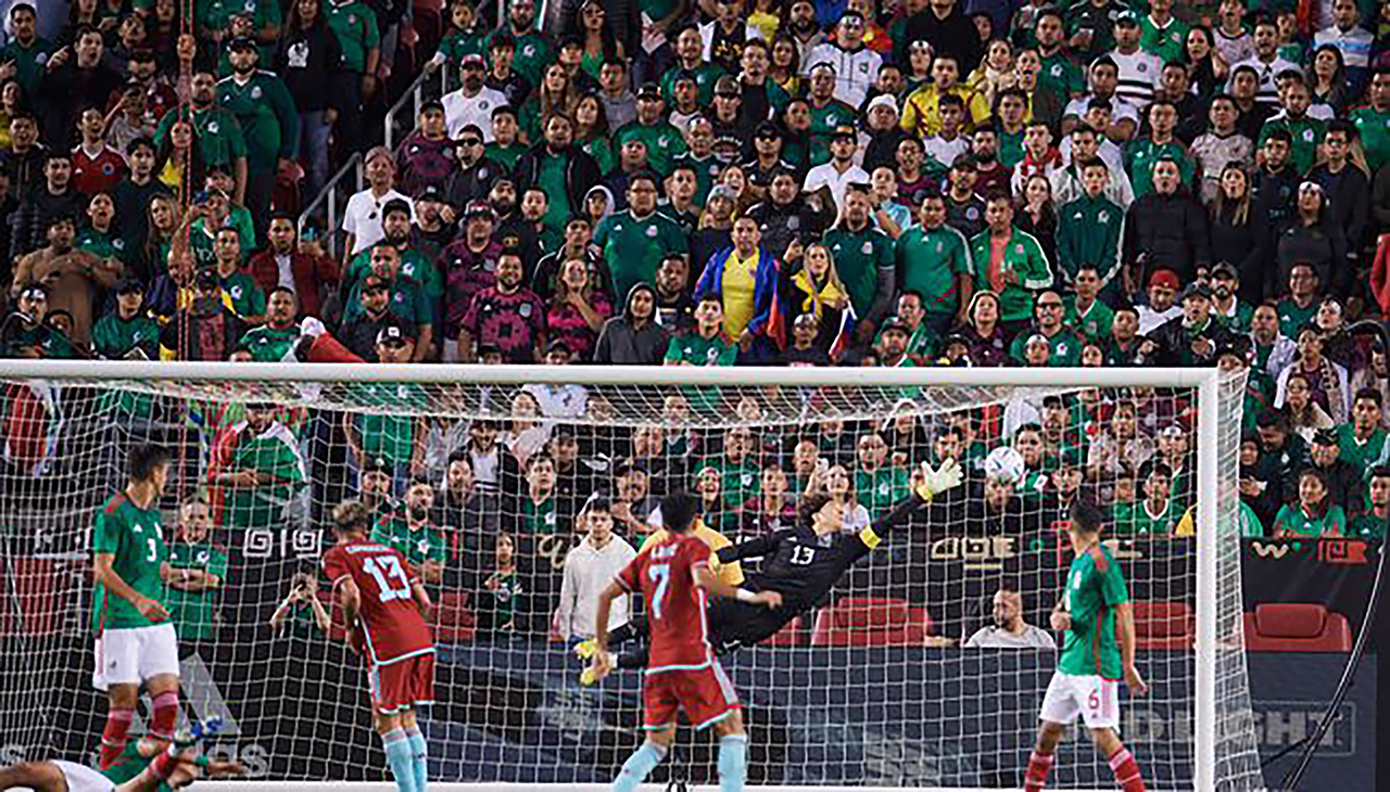 Colombia's Wilmer Barrios took an amazing volley from teammate Rafael Santos Borre and sent a golazo into the top right corner from outside the box past the outstretched arm of Mexico's Memo Ochoa.