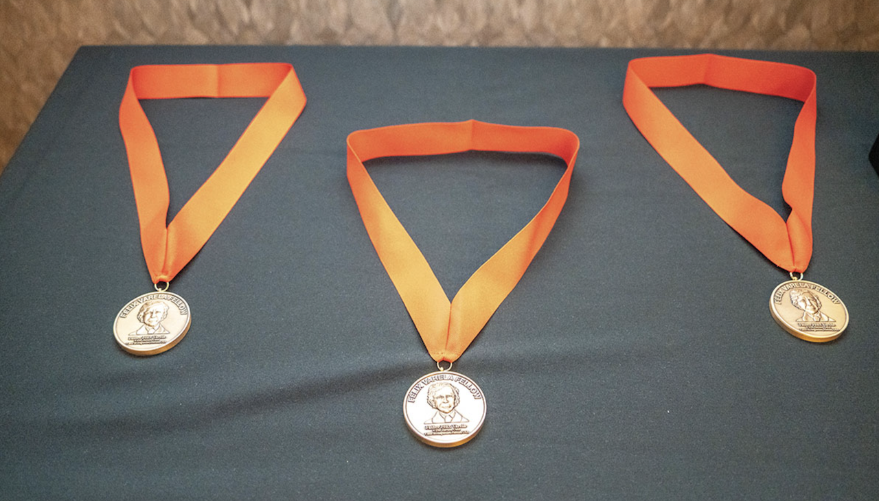 The medals given to the Felix Varela fellows.