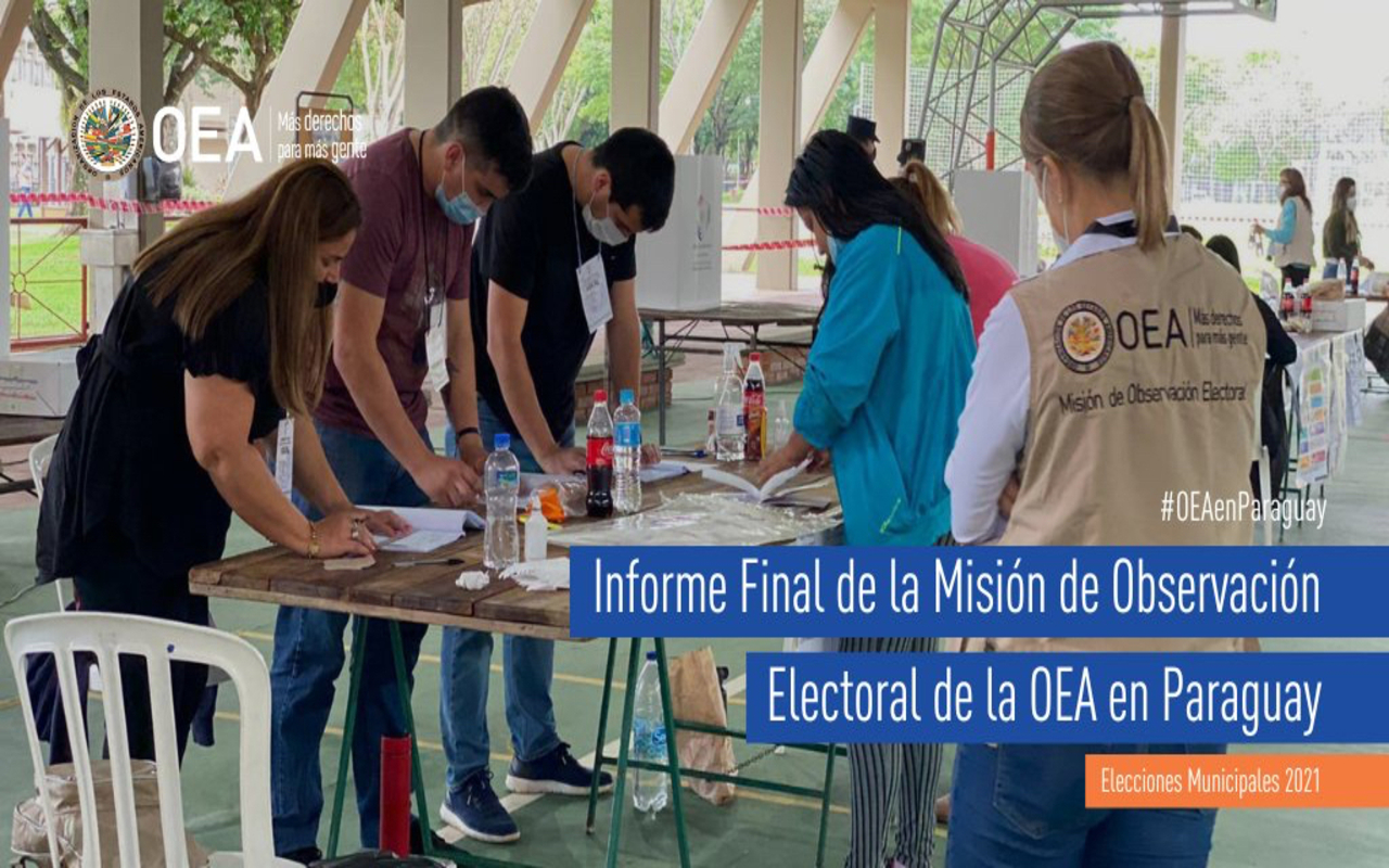 La misión vio que además de la falta de paridad, pidió evaluar los riesgos del voto electrónico y se sugirió imponer un límite de gasto en las campañas políticas. Twitter de @OEA_oficial.