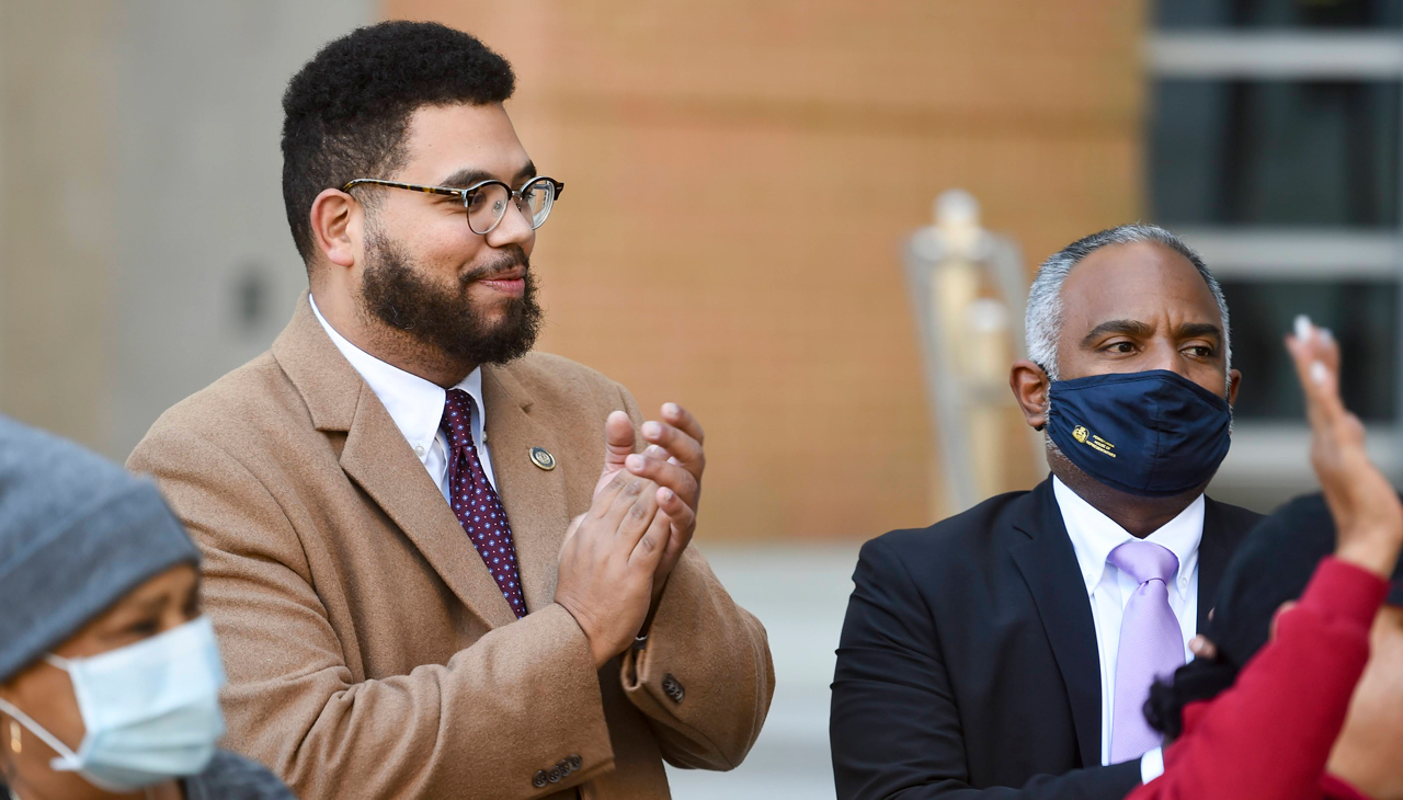 Pictured: PA House Representatives Danilo Burgos and Manny Guzman. Photo: Ben Hasty/MediaNews Group/Reading Eagle via Getty Images.