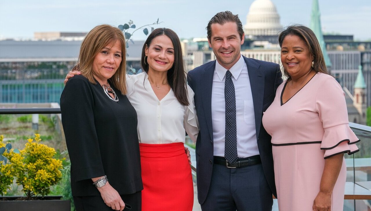 Telemundo's host Mónica Gil (second from left to right).