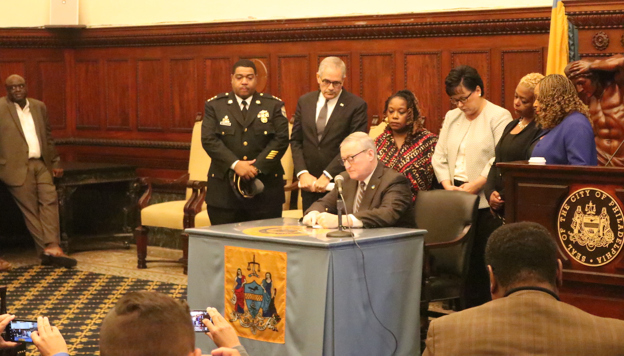 Mayor Kenney signed an executive order banning firearms from parks and recreation centers.  