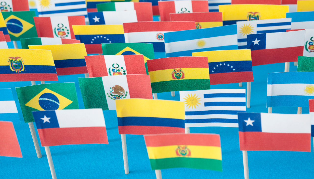 Latin America flags. 