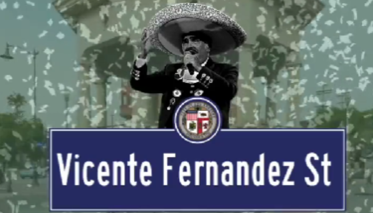 Vicente Fernandez's street in Los Angeles. Photo: Twitter Kevin de León