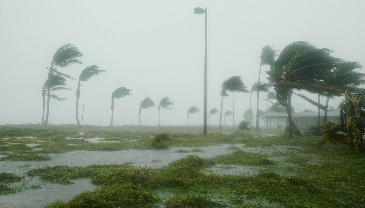 Hurricane hitting Florida.