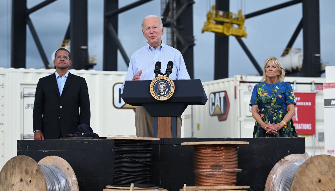 President Biden delivers address in Ponce, Puerto Rico. Photo: Saul Loeb/AFP via Getty Images.