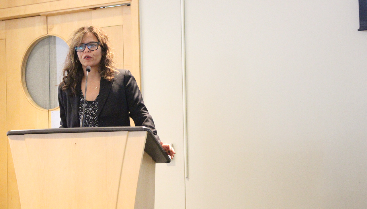 Jennifer Rodríguez, GPHCC President & CEO, presenting the 2022-2023 Latino Small Business Agenda. Photo: Jensen Toussaint/AL DÍA News.