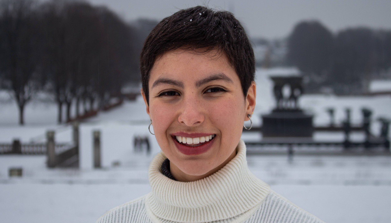 Natalia Sobrino-Saab, winner of the Ignitor Essay Challenge 2021 at the Nobel Peace Center in Oslo. Photo: Stine Forland.