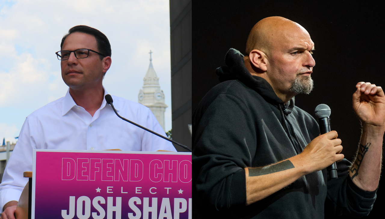 Pictured: PA Democratic gubernatorial candidate Josh Shapiro and Democratic Senate candidate John Fetterman