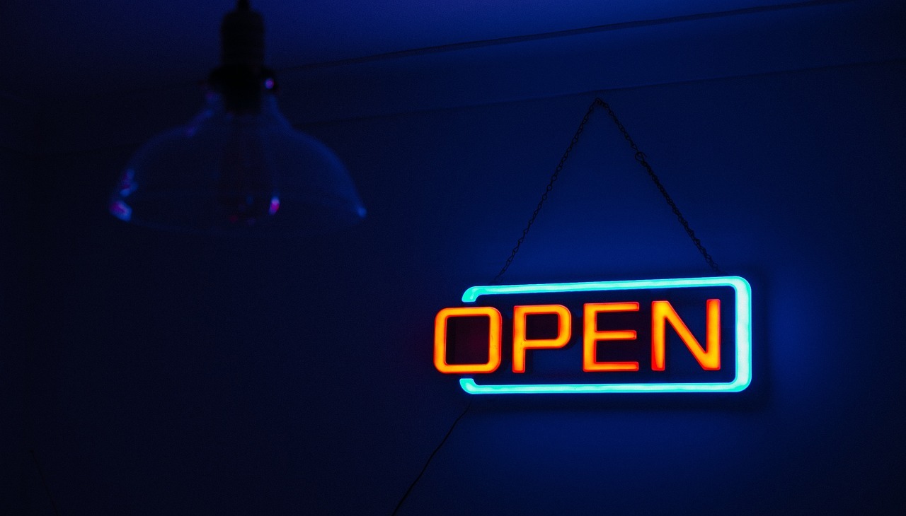 Neon open sign. 