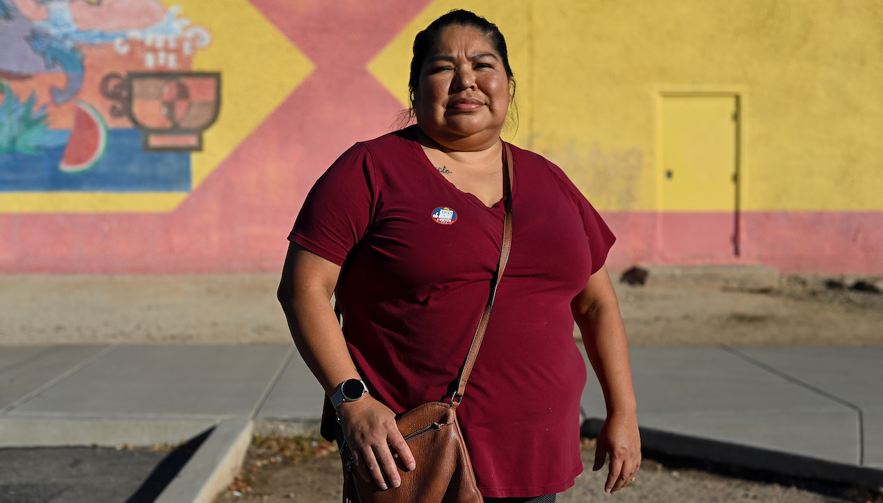 This is a portrait of Arizona voter Andrea Tavena on Midterm Election Day 2022.  