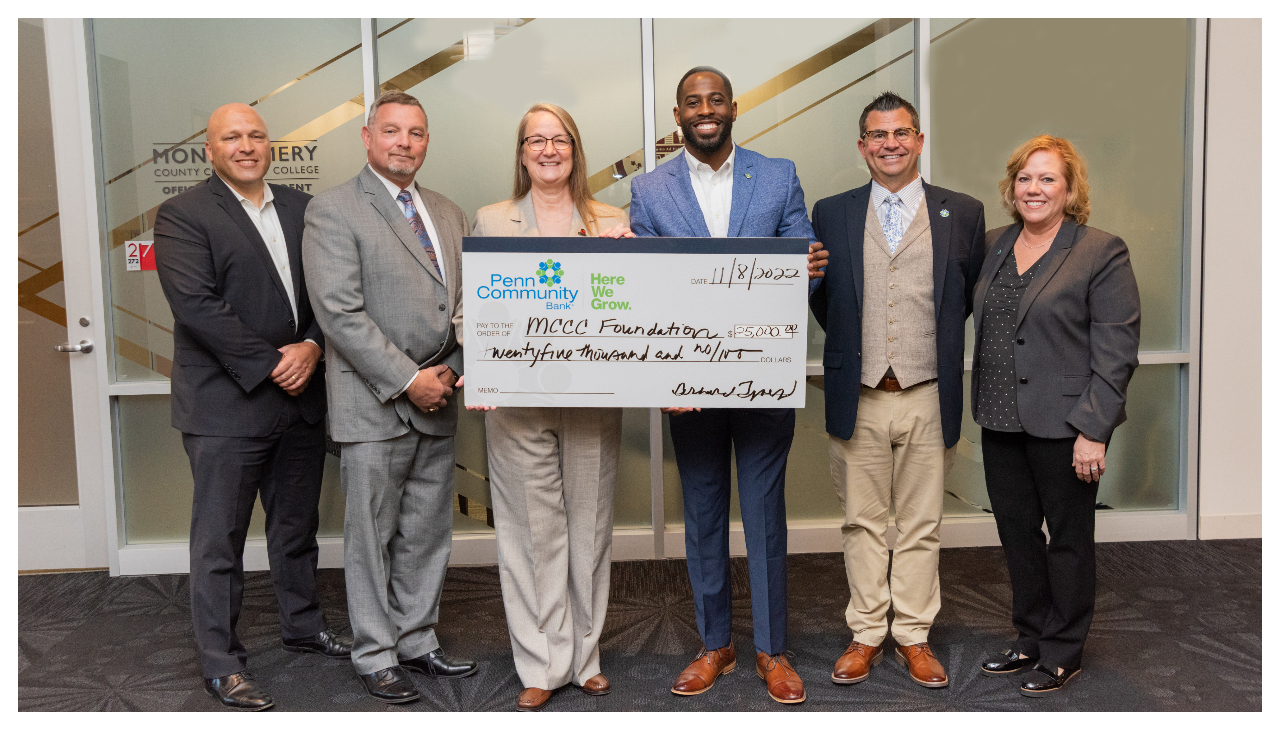 Penn Community Bank recently donated $25,000 to support the Montcoworks Apprenticeship Program at Montgomery County Community College (MCCC).