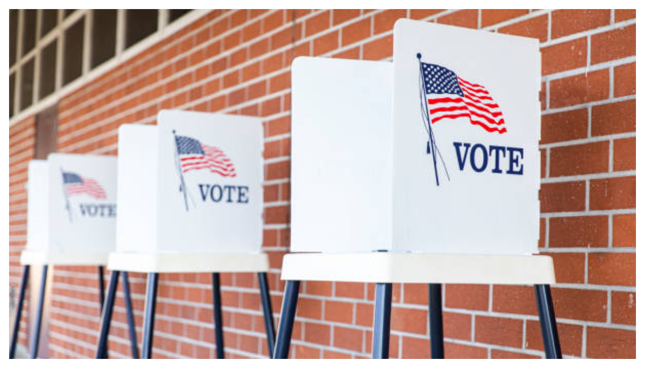 Three voting booths.