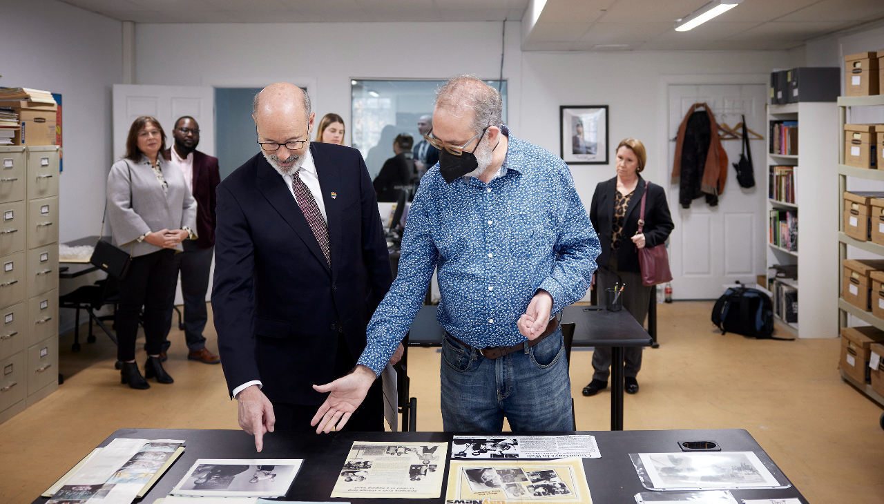 Governor Wolf touring the William Way Center's archives. Photo courtesy of PAcast