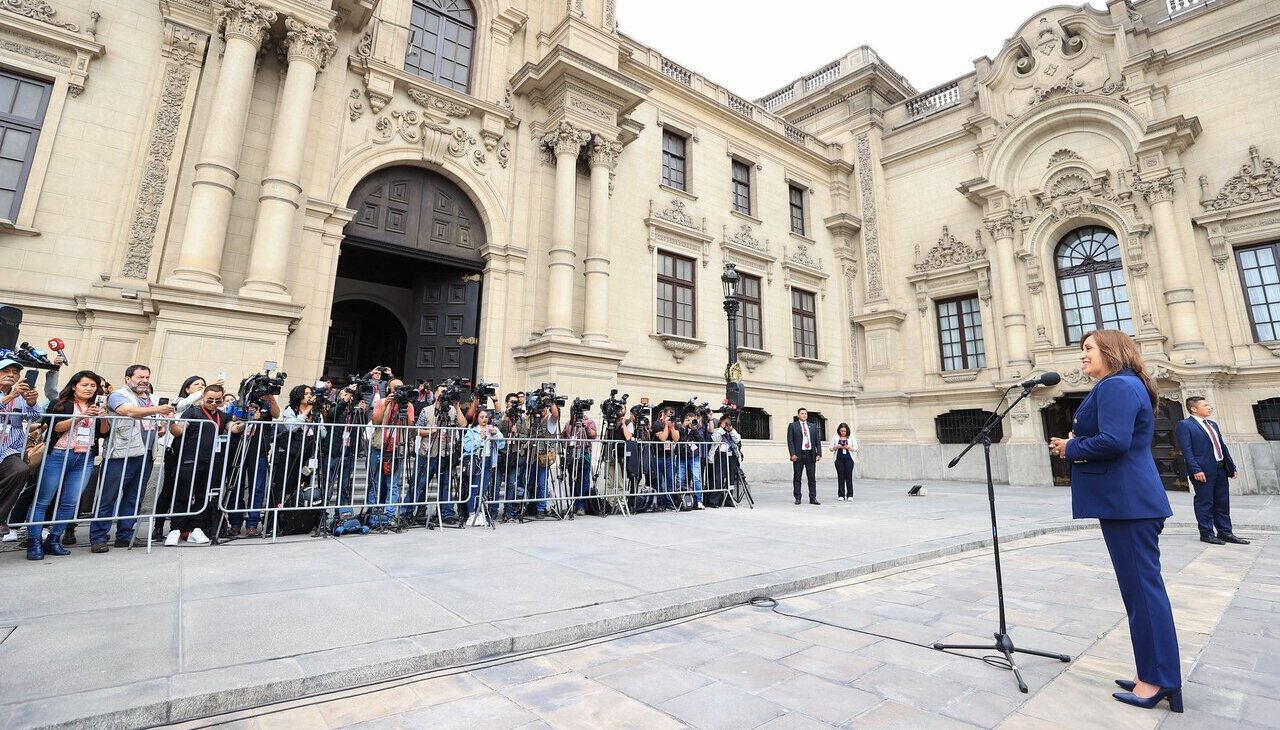 Dina Boluarte swears as president of Peru .