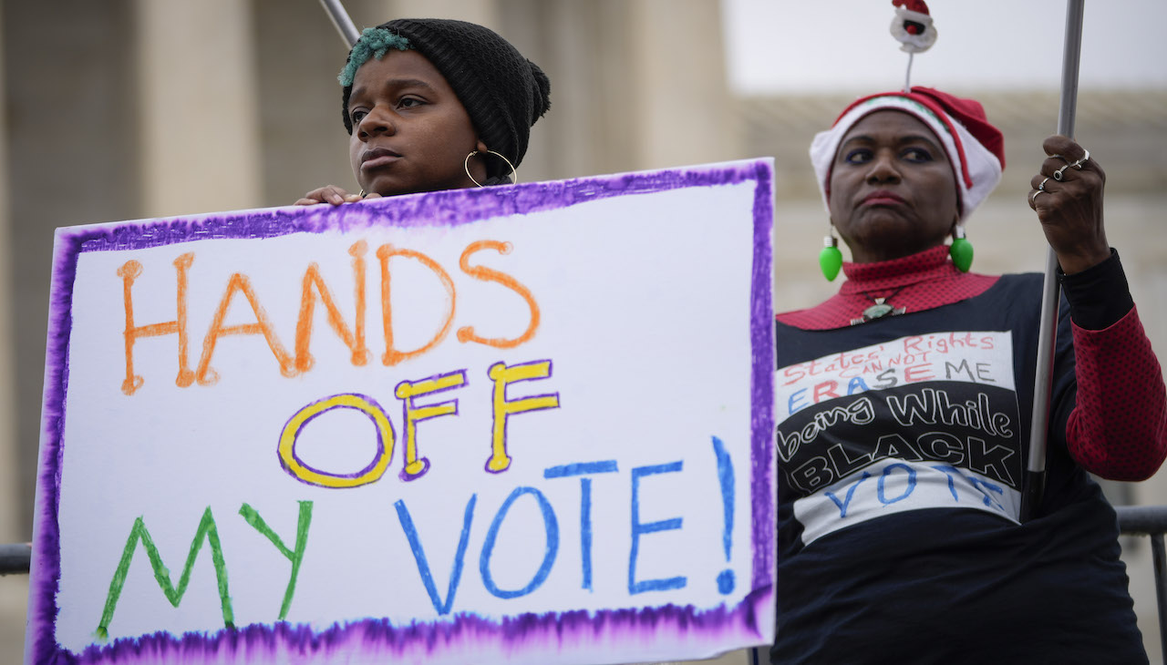 Protestors in front of the Supreme Court on Dec. 7.