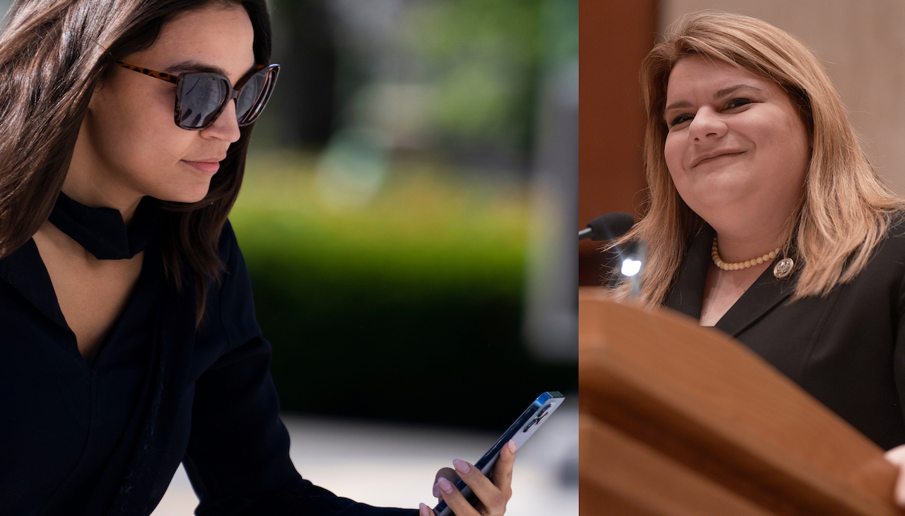 Left: House Representative Alexandria Ocasio Cortez. Right: Resident Commissioner for Puerto Rico Jennifer González