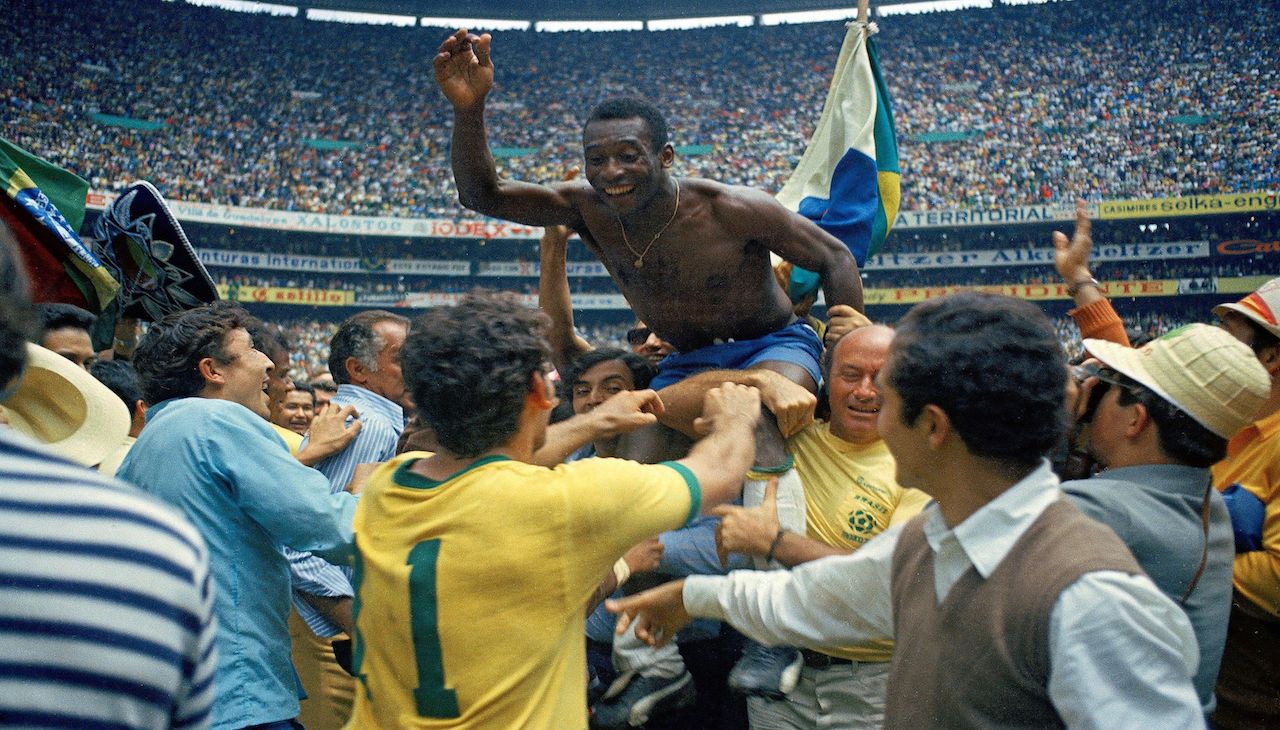 Pelé after winning the 1970 World Cup in Mexico