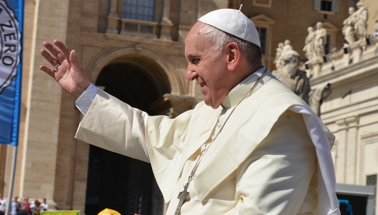 Pope Francis on the Vatican. 