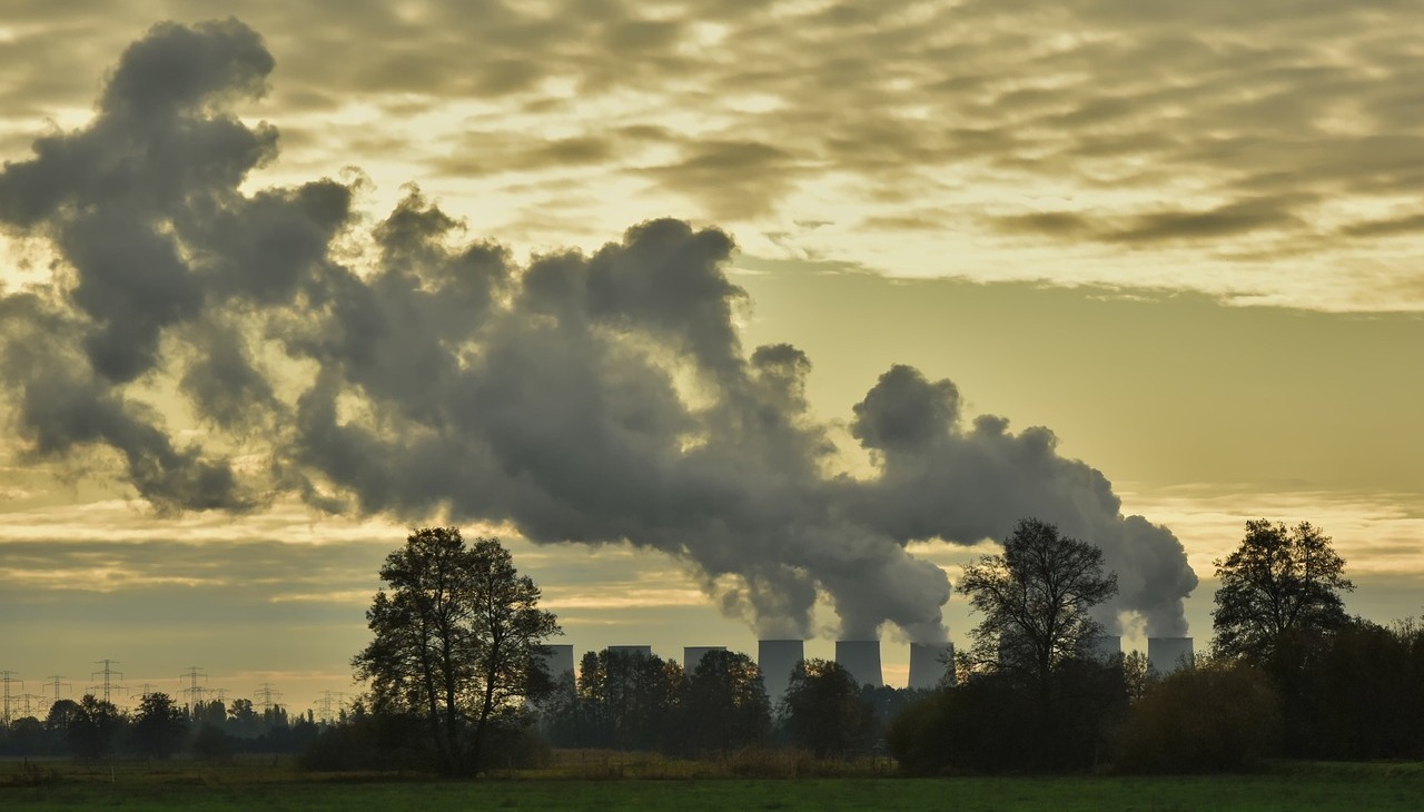 Landscape with industrial pollution.