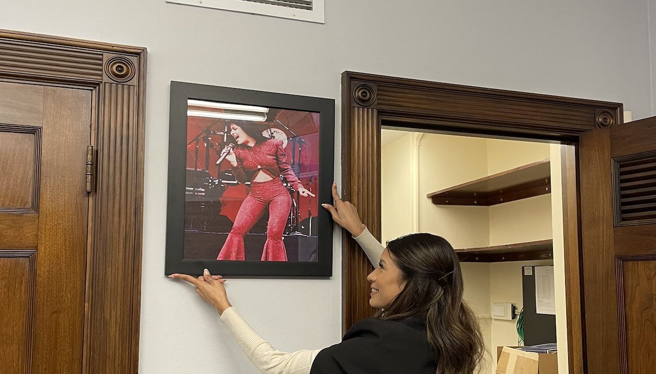 The photo of Selena Quintanilla in Rep. Monica De La Cruz's office