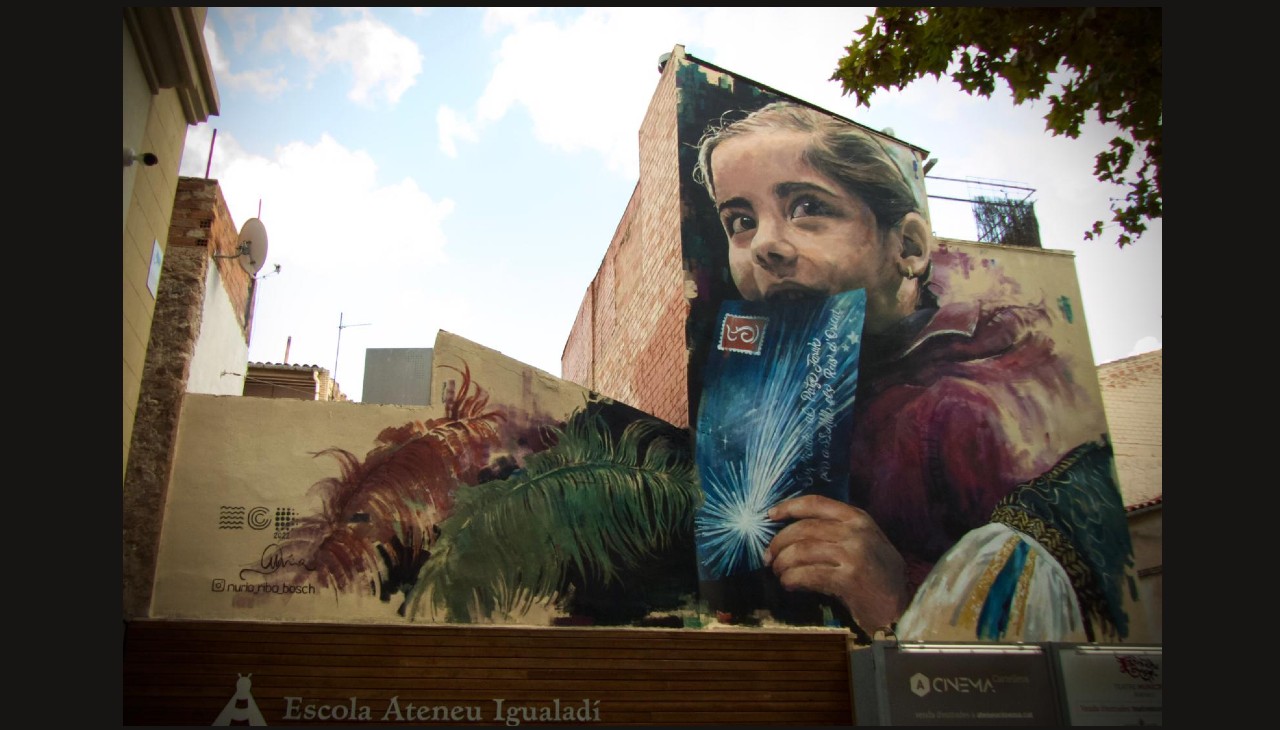 Mural in tribute to the Three Kings parade by Igualada artist Nuria Riba. Source: Twitter / Igualada capital de la cultura