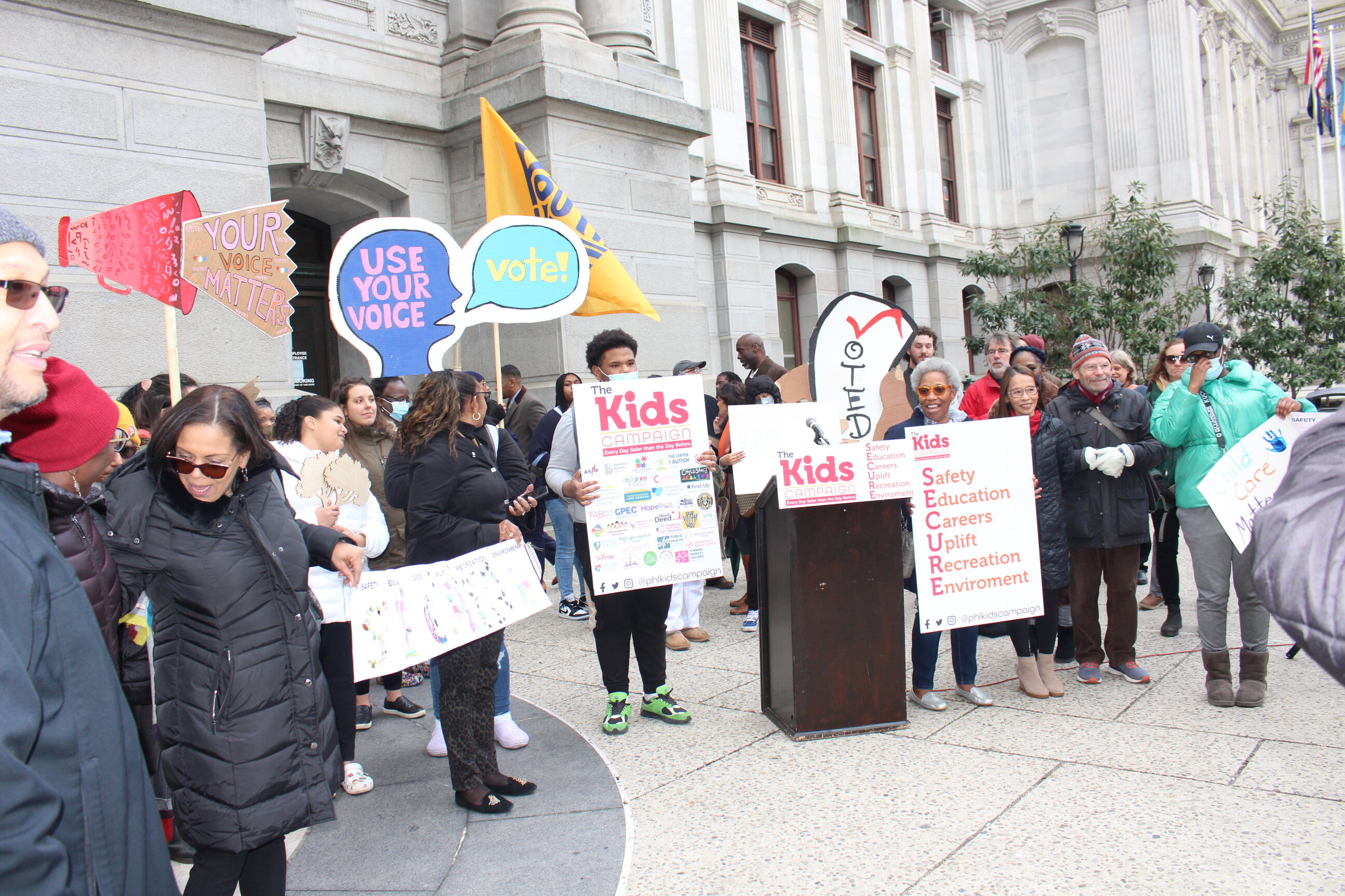 The Kids’ Campaign officially launched during a press conference at City Hall on Jan. 20. Photo: Jensen Toussaint/AL DÍA News.