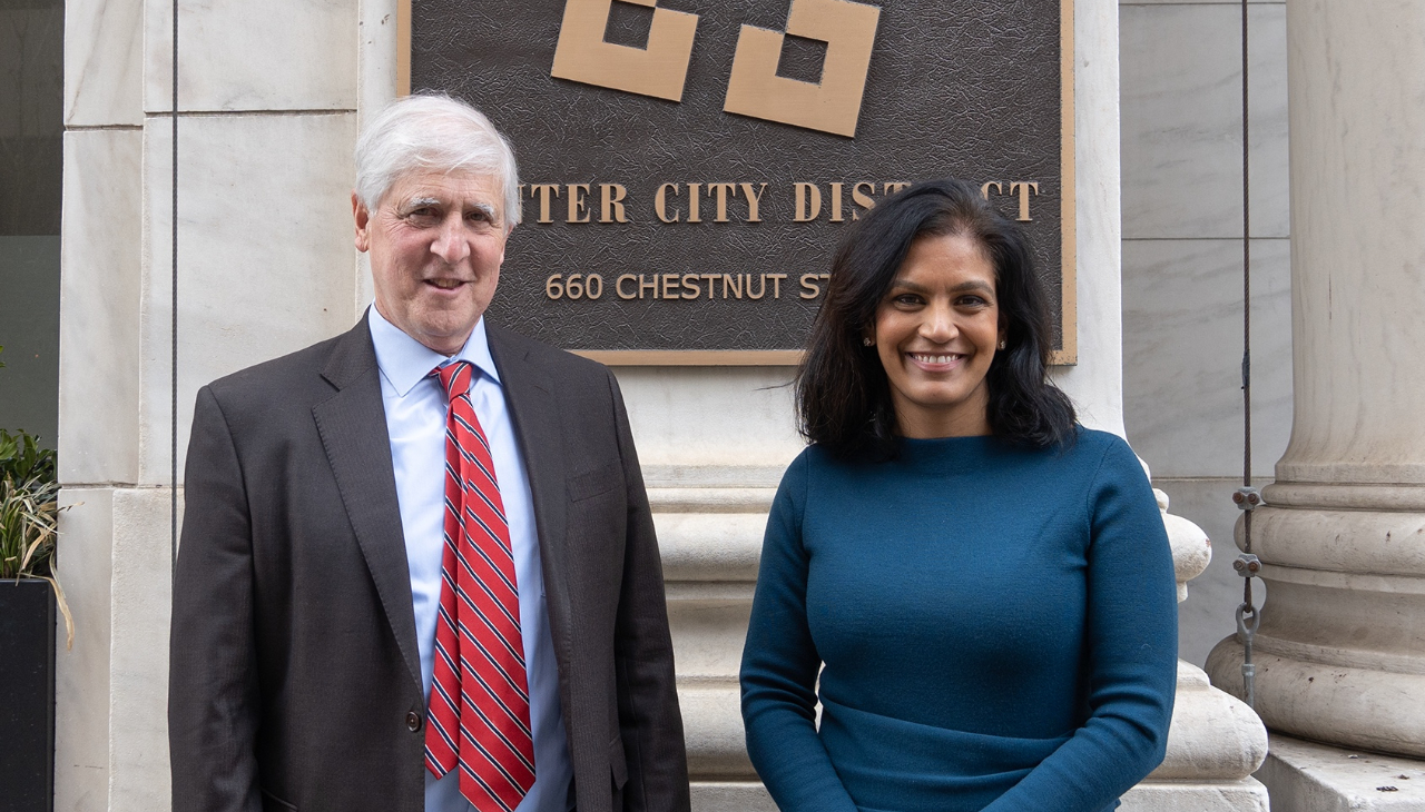 Paul Levy (left) is transitioning from his role as President & CEO of Center City District at the end of the year. He will be succeeded by Prema Katari Gupta (right). Photo Courtesy of Center City District. 